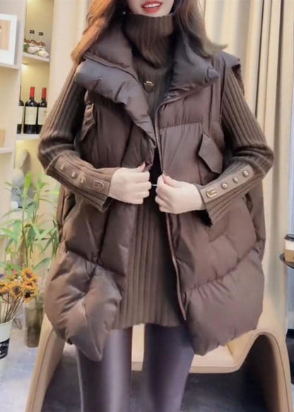 Boutique Brown Oversized Thick Fine Cotton Filled Vest Winter