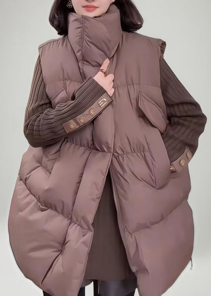 Boutique Brown Oversized Thick Fine Cotton Filled Vest Winter