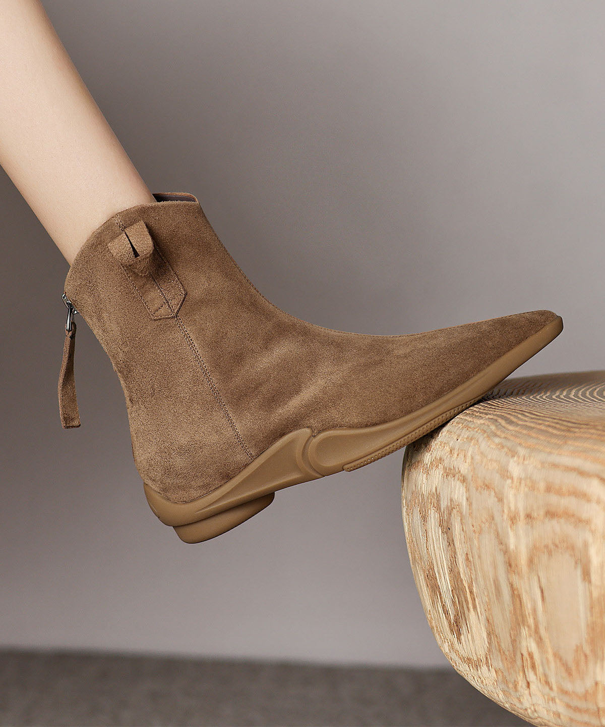 Boutique Brown Suede Splicing Boots Pointed Toe
