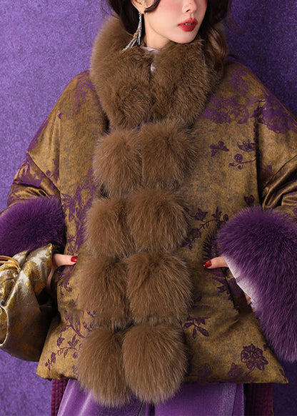 Boutique Brown Warm Fuzzy Ball Fox Hair Shawl