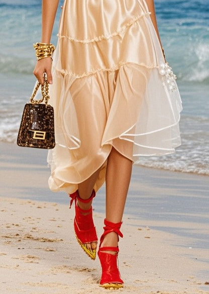 Boutique Champagne Cold Shoulder Silk Robe Dresses Puff Sleeve