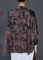 Boutique Chocolate Oversized Print Chiffon Shirts Summer