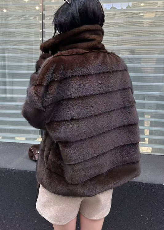 Boutique Chocolate Oversized Warm Faux Mink Hair Coats Winter