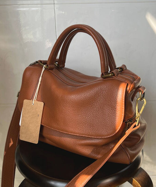 Boutique Coffee Large Capacity Calf Leather Tote Handbag