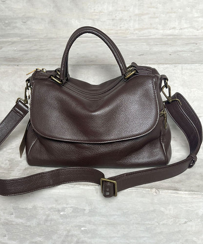 Boutique Coffee Large Capacity Calf Leather Tote Handbag
