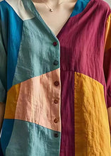 Load image into Gallery viewer, Boutique Colorblock Asymmetrical Patchwork Linen Shirt Tops Summer