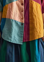 Load image into Gallery viewer, Boutique Colorblock Asymmetrical Patchwork Linen Shirt Tops Summer