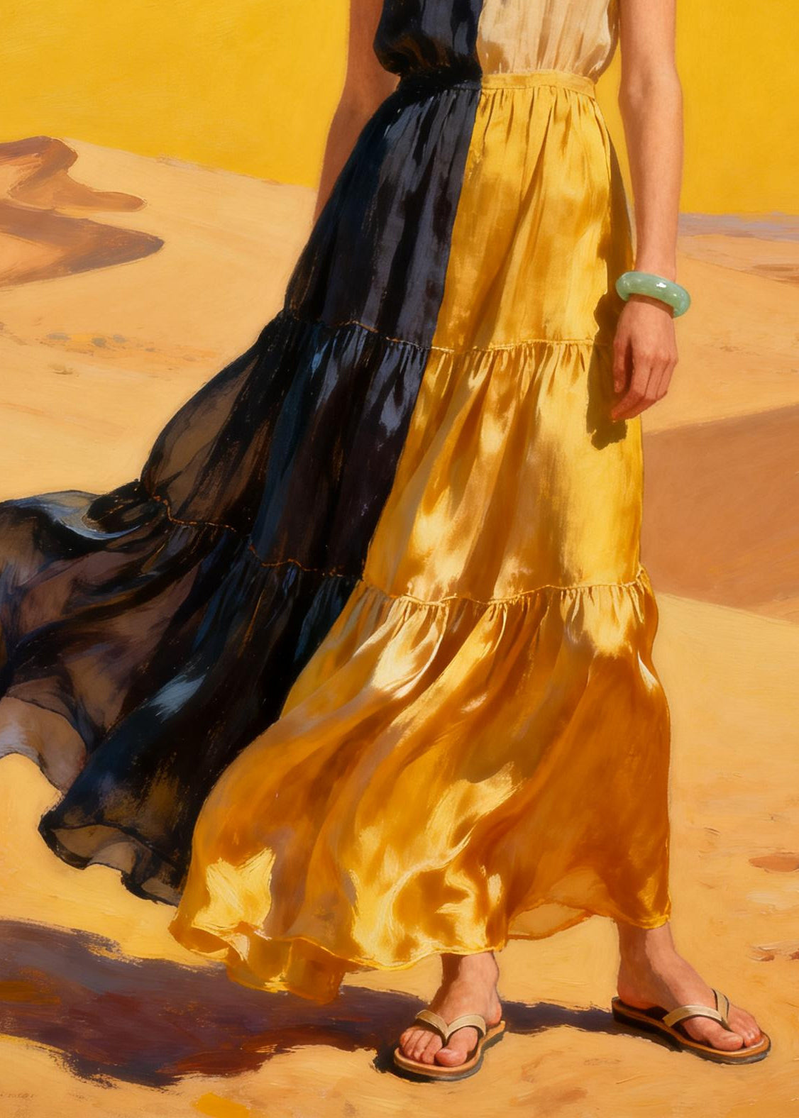 Boutique ColorblockC Asymmetrical Patchwork Chiffon Maxi Dress Summer