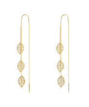 Load image into Gallery viewer, Boutique Gold Silver Drop Leaf Tassel Earrings