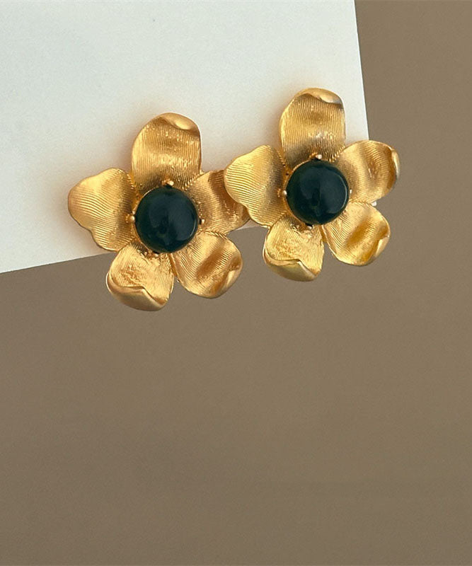 Boutique Gold Sterling Silver Overgild Floral Resin Stud Earrings