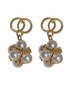 Boutique Gold Sterling Silver Overgild Zircon Pearl Drop Earrings