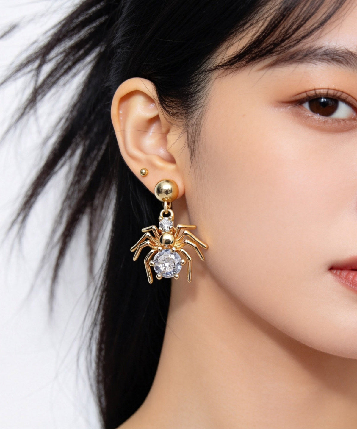 Boutique Gold Zircon Spider Drop Earrings