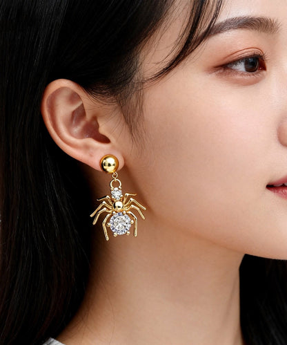 Boutique Gold Zircon Spider Drop Earrings