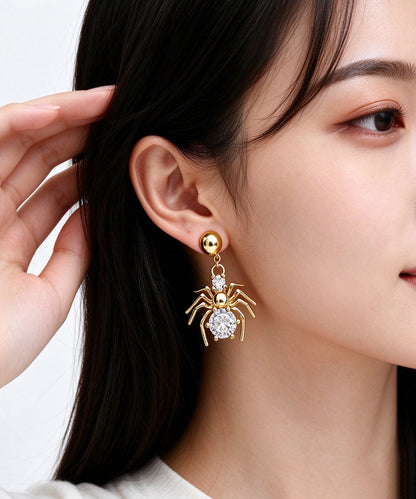 Boutique Gold Zircon Spider Drop Earrings