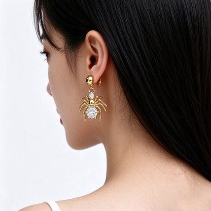 Boutique Gold Zircon Spider Drop Earrings