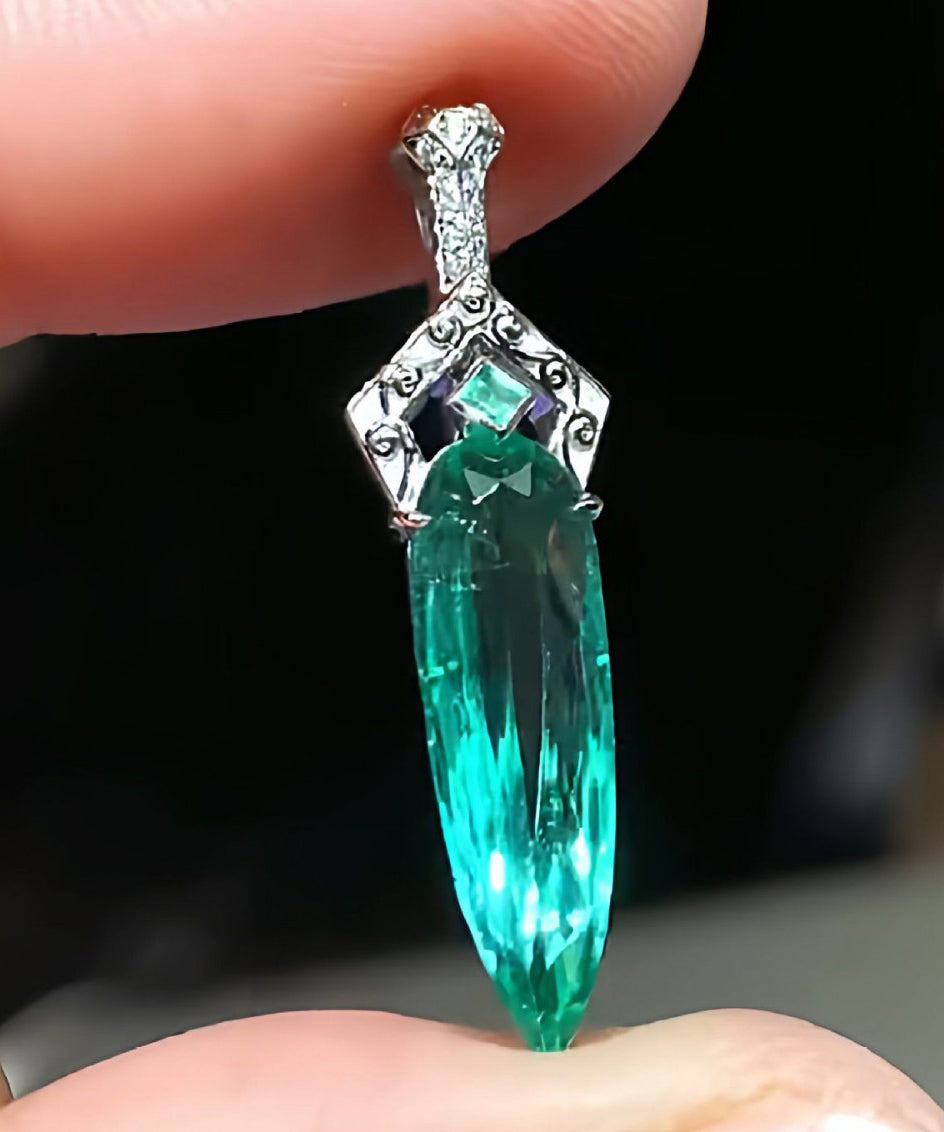 Boutique Green Alloy Zircon Emerald Sword Hairpin