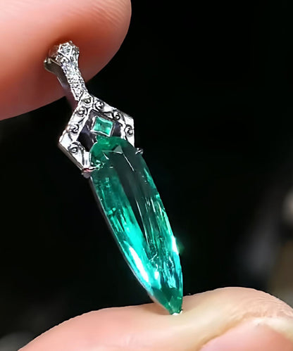 Boutique Green Alloy Zircon Emerald Sword Hairpin