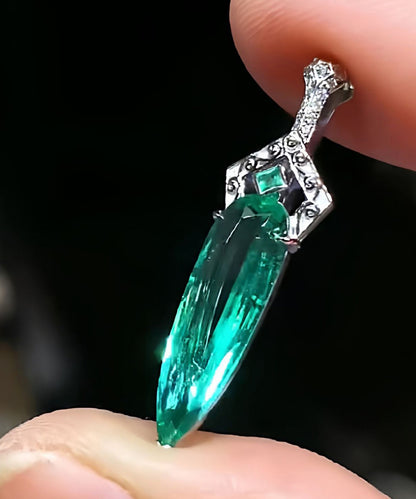 Boutique Green Alloy Zircon Emerald Sword Hairpin