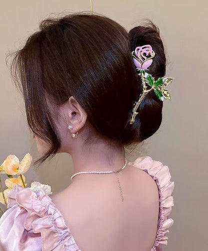 Boutique Green Metal Rose Zircon Hairpin