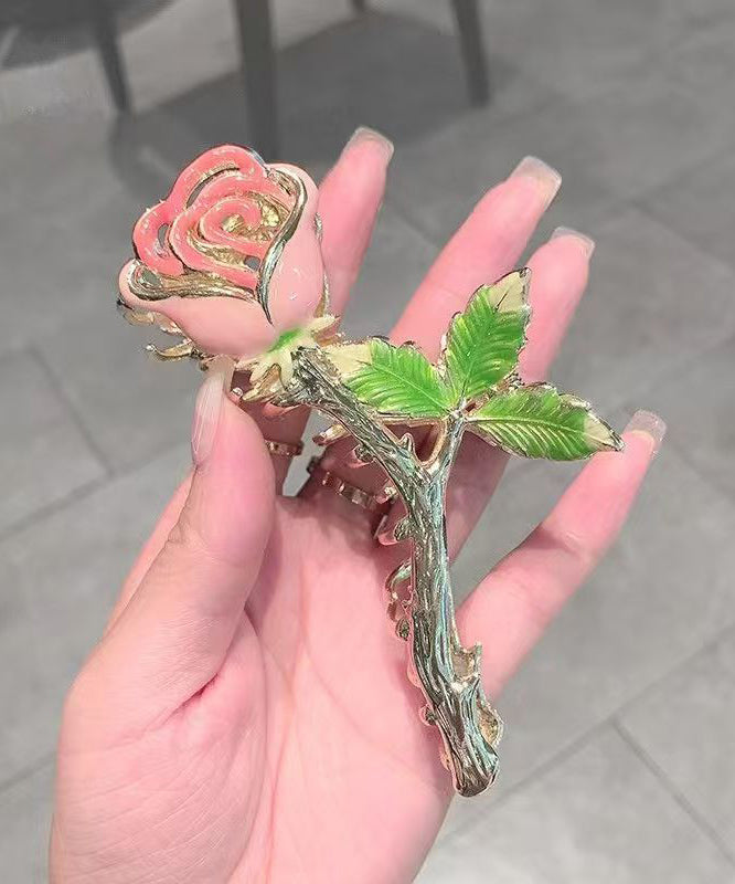 Boutique Green Metal Rose Zircon Hairpin