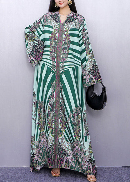Boutique Green Oversized Print Long Dress Summer