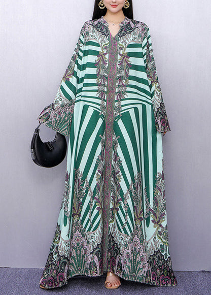 Boutique Green Oversized Print Long Dress Summer