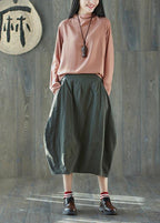 Boutique Red geometry Pockets lantern Cotton Linen Summer Skirt