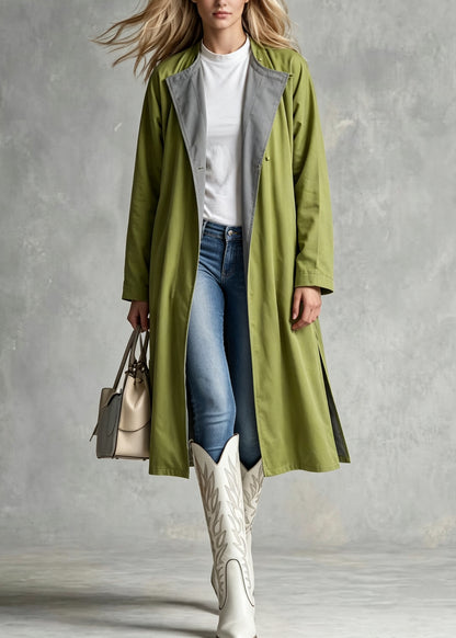 Boutique Grey Pockets Wear On Both Sides Cotton Trench Fall