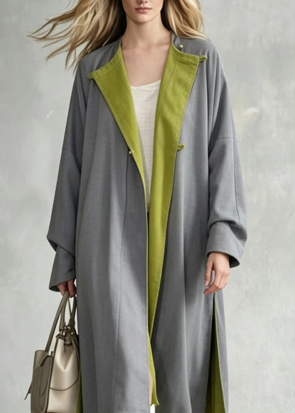 Boutique Grey Pockets Wear On Both Sides Cotton Trench Fall
