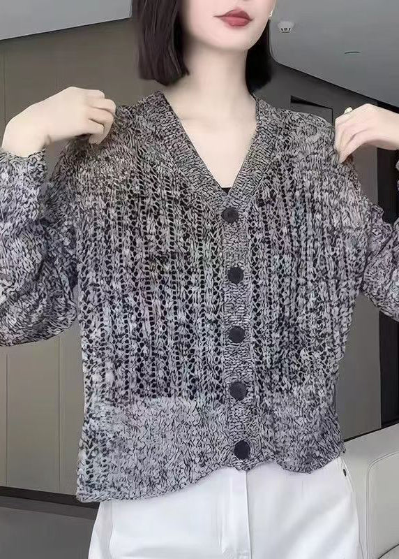 Boutique Grey V Neck Button Knit Cardigans Fall