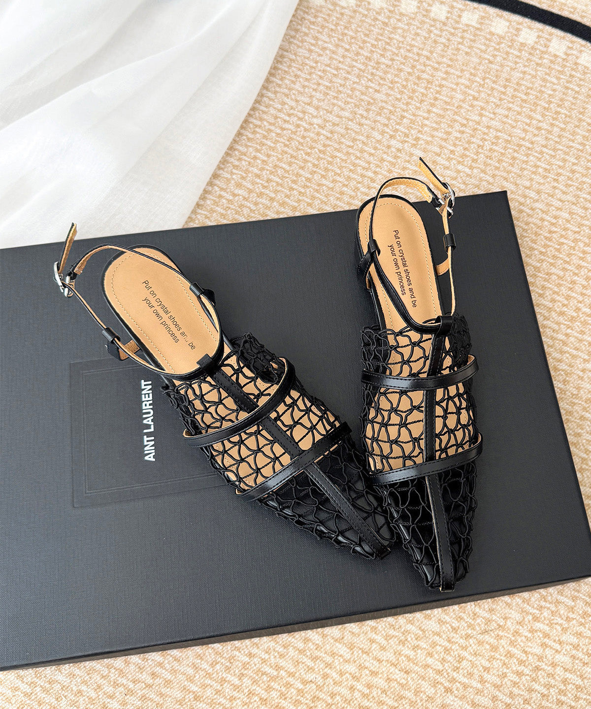 Boutique Hollow Out Splicing Chunky Sandals Brown Cowhide Leather