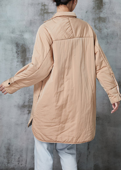 Boutique Khaki Oversized Pockets Fine Cotton Filled Puffers Jackets Winter