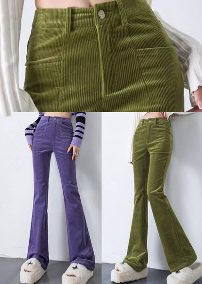 Boutique Lavender High Waist Corduroy Flared Trousers Spring