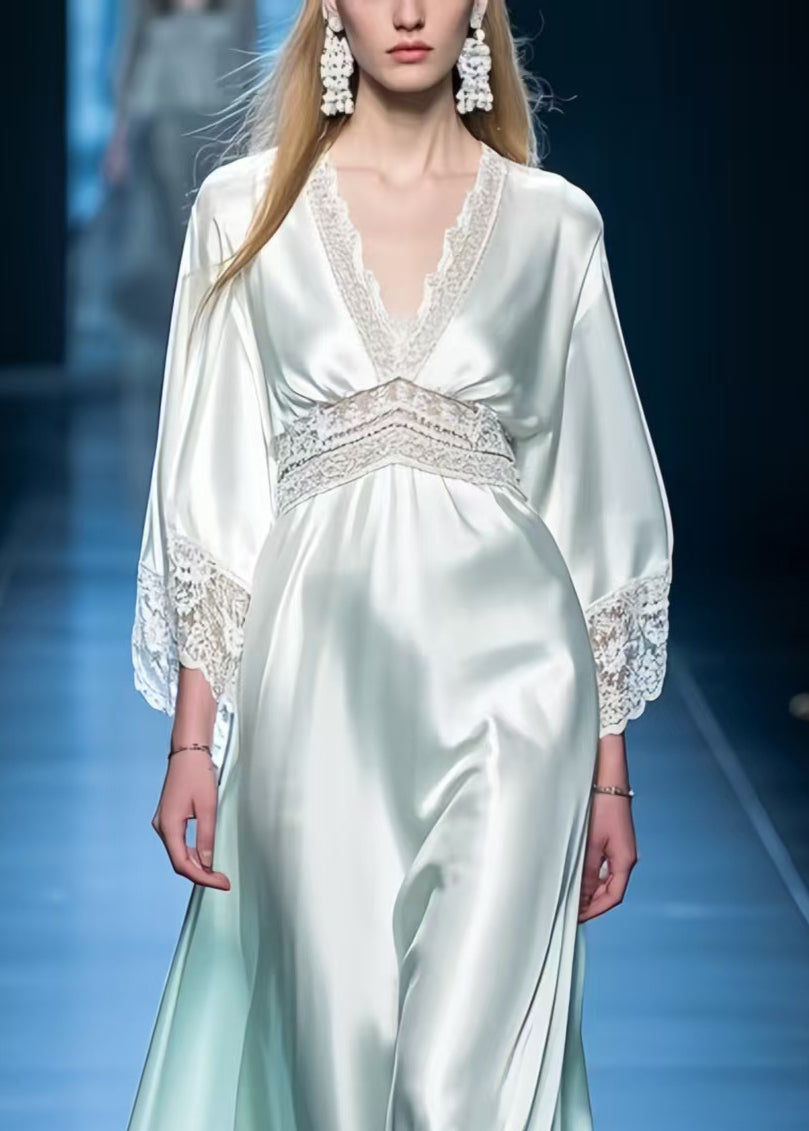 Boutique Light Green Patchwork Lace Exra Large Hem Maxi Dresses