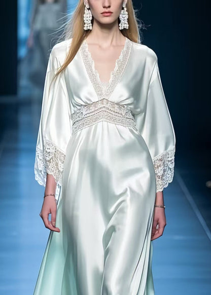 Boutique Light Green Patchwork Lace Exra Large Hem Maxi Dresses