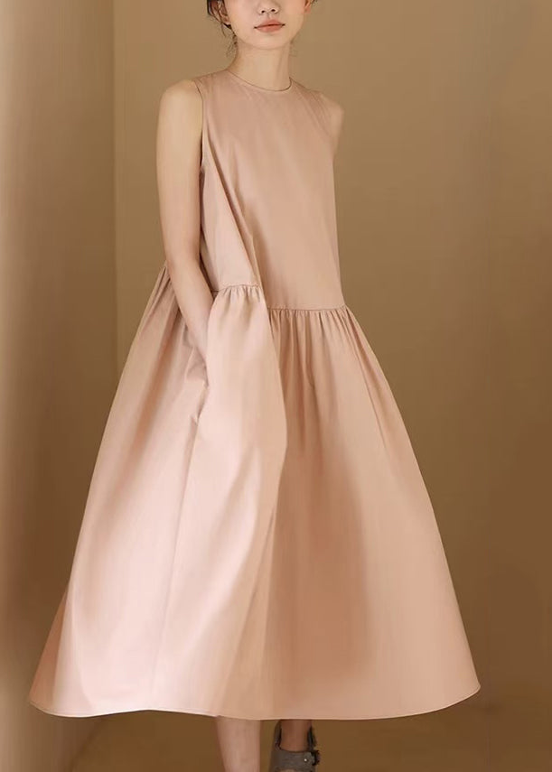 Boutique Light Pink O-Neck Lace Up Holiday Dress Sleeveless
