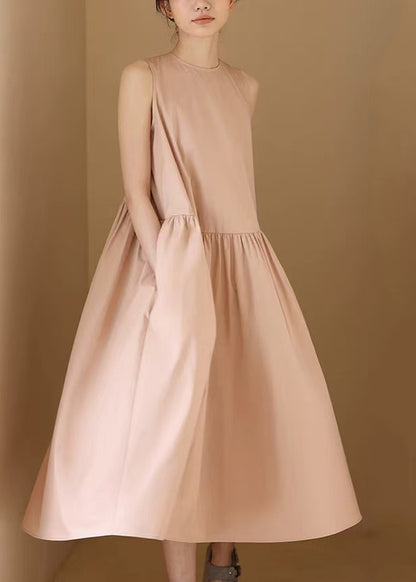 Boutique Light Pink O-Neck Lace Up Holiday Dress Sleeveless