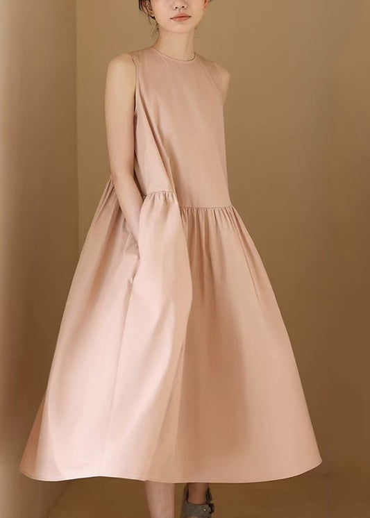 Boutique Light Pink O-Neck Lace Up Holiday Dress Sleeveless