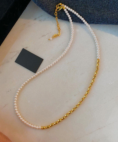 Boutique Luxury Colorblock Pearl Gilding Necklace