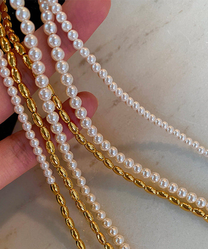 Boutique Luxury Colorblock Pearl Gilding Necklace