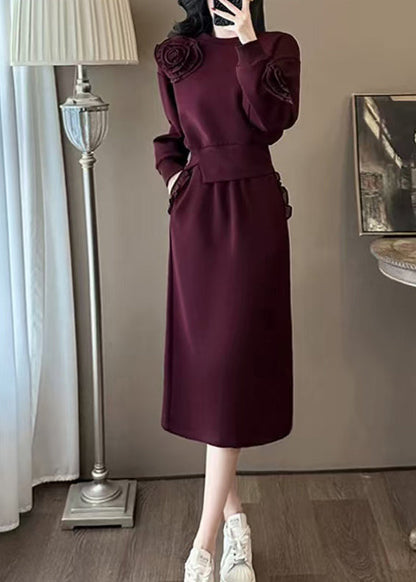 Boutique Mulberry O Neck Floral Cotton Two Piece Set Spring