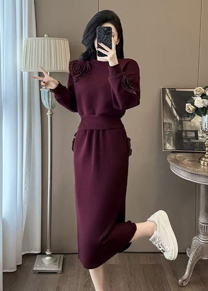 Boutique Mulberry O Neck Floral Cotton Two Piece Set Spring