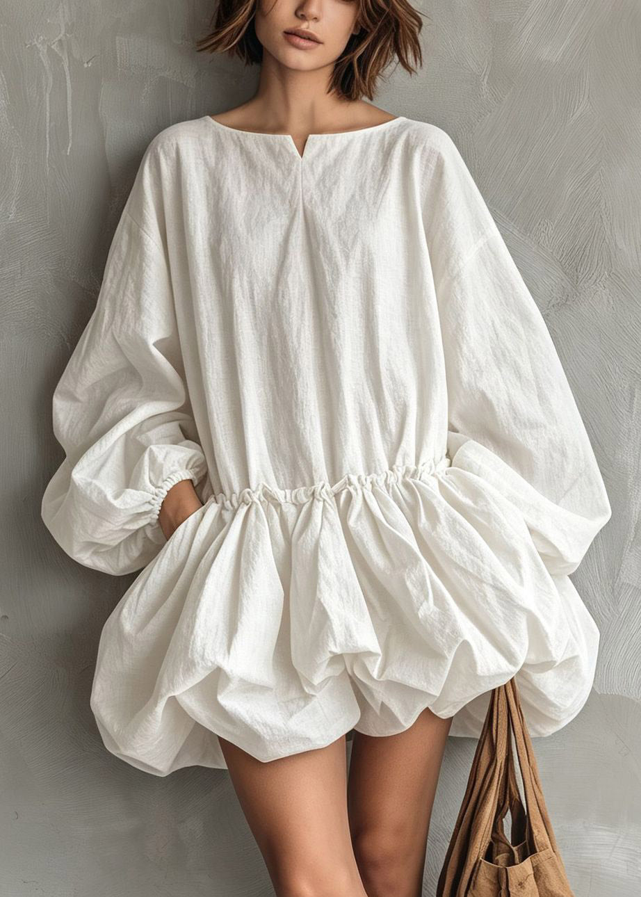 Boutique Mulberry O-Neck Ruffled Patchwork Mid Dress Lantern Sleeve