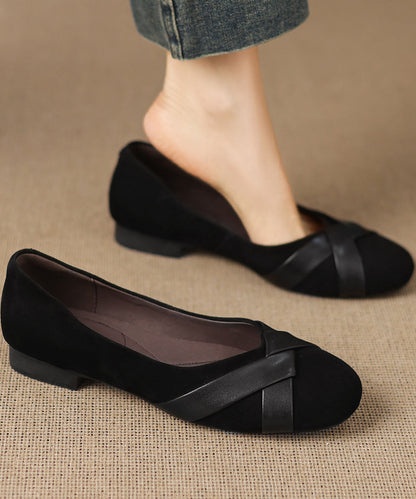Boutique Navy Suede Splicing Comfy Penny Loafers