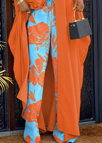 Boutique Orange Oversized Side Open Cotton Women Sets 2 Pieces Summer