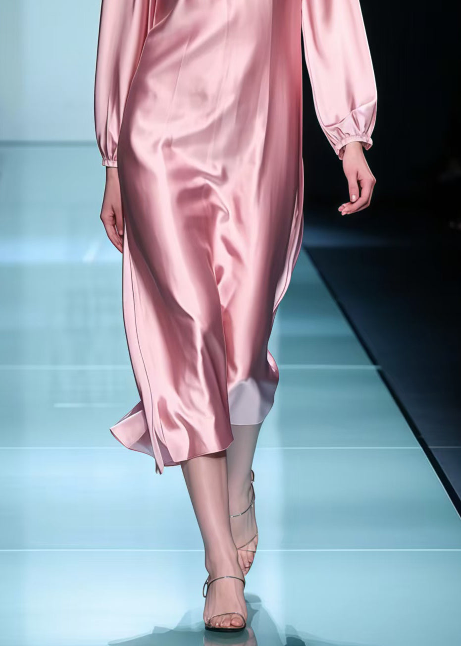 Boutique Pink V Neck Patchwork Lace Holiday Dress Spring