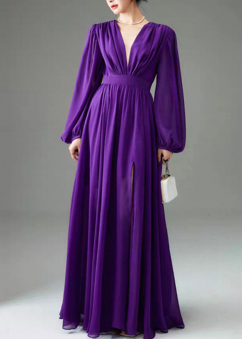 Boutique Purple Backless Side Open Maxi Dresses Fall