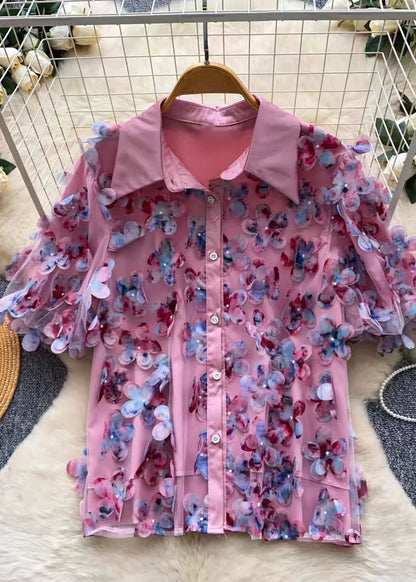 Boutique Purple Sequins Print Tulle Top Summer