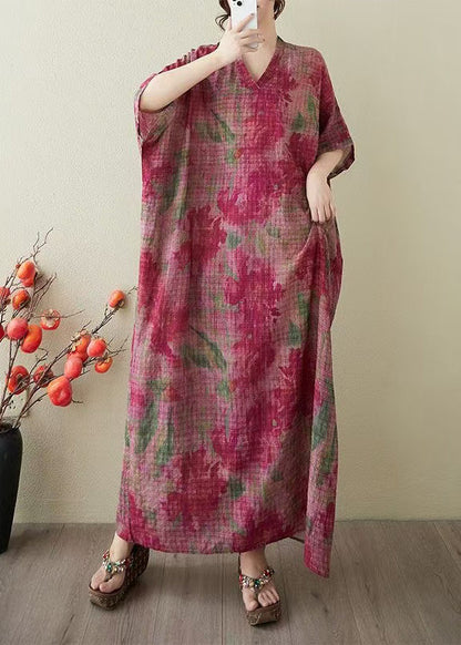 Boutique Red Oversized Tie Dye Cotton Holiday Dress Summer