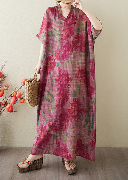 Boutique Red Oversized Tie Dye Cotton Holiday Dress Summer